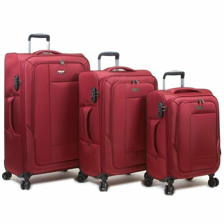 DEJUNO Twilight Lightweight Nylon Spinner Luggage Set, Burgundy - 3 Piece 2002DJ-BURGUNDY